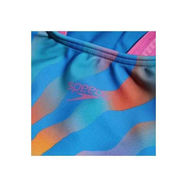 Speedo Digital Baskı Güneş Desenli Kız Çocuk Yüzücü Mayosu Turkuaz