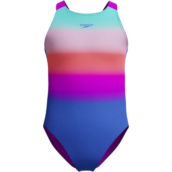 Speedo Digital Baskı Kız Çocuk Yüzücü Mayosu Pembe-Mavi