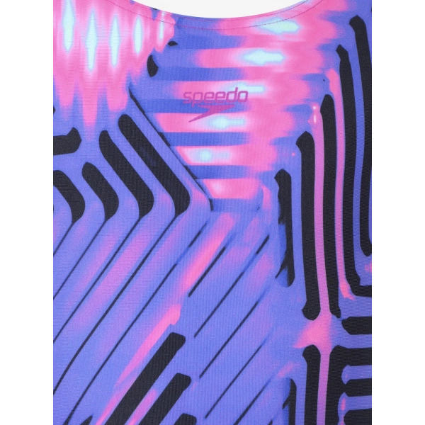 Speedo Digital Baskı Kız Çocuk Yüzücü Mayosu Pembe-Mor