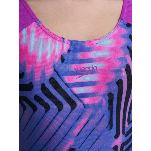 Speedo Digital Baskı Kız Çocuk Yüzücü Mayosu Pembe-Mor