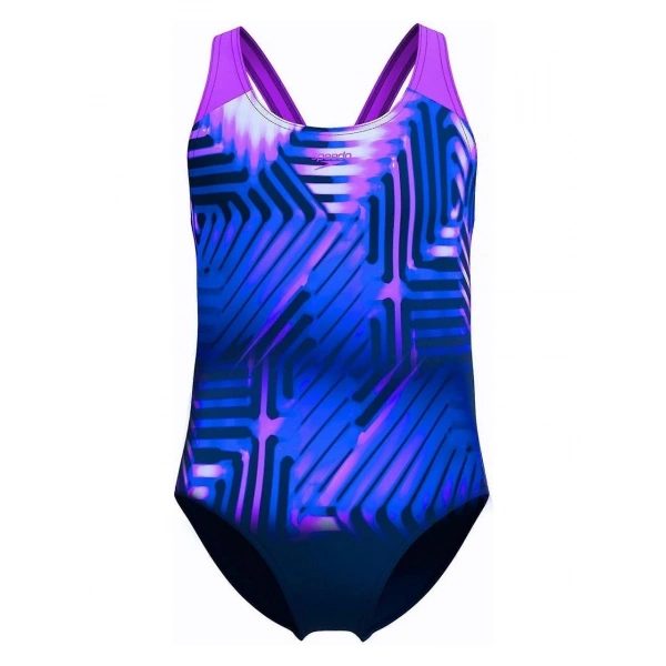 Speedo Digital Baskı Kız Çocuk Yüzücü Mayosu Pembe-Mor