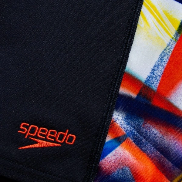 Speedo Digital Allover Panel Jam-mer Erkek Çocuk Yüzücü Mayosu Siyah-Turuncu