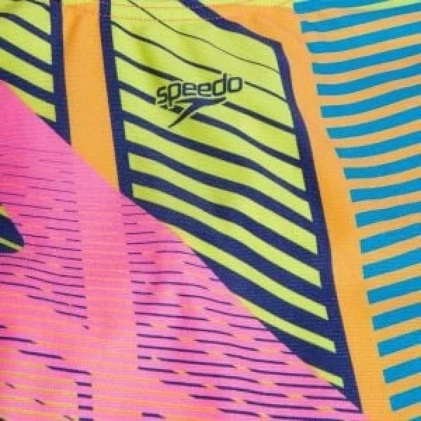 Speedo Digital Baskı Splashback Kız Çocuk Yüzücü Mayosu Gökkuşağı