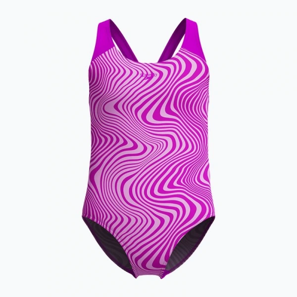 Speedo Dijital Allover Sıçrama Önleyici Diva Kız Çocuk Mayosu Mor