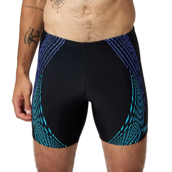 Speedo Duo Logo Print Mid Jam-mer Erkek Mayosu Siyah-Mavi