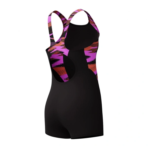 Speedo Hyperboom Splice Legsuit Kız Çocuk Yüzücü Mayosu Siyah-Mor