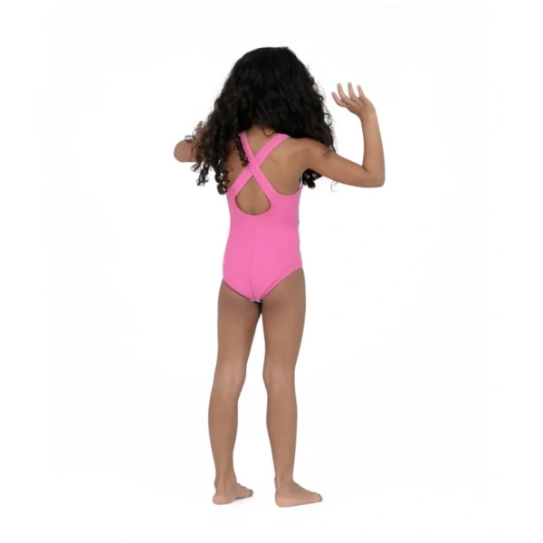 Speedo Koko Koala Desenli Çapraz Sırtlı Kız Çocuk Mayosu Mavi