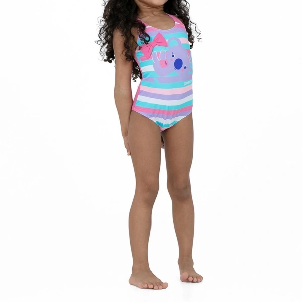 Speedo Koko Koala Desenli Çapraz Sırtlı Kız Çocuk Mayosu Mavi