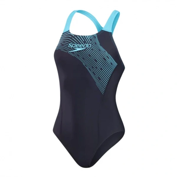 Speedo Medley Logo Kadın Yüzücü Mayosu Lacivert-Turkuaz