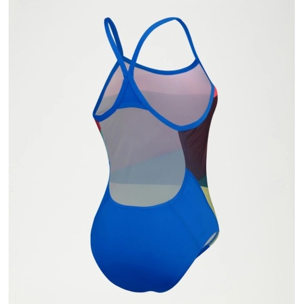 Speedo Placement Digital Turnback Kadın Yüzücü Mayosu Kırmızı-Yeşil