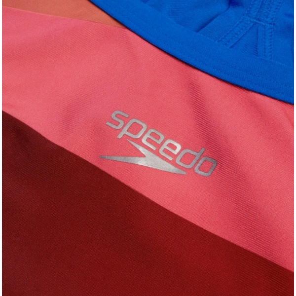 Speedo Placement Digital Turnback Kadın Yüzücü Mayosu Kırmızı-Yeşil