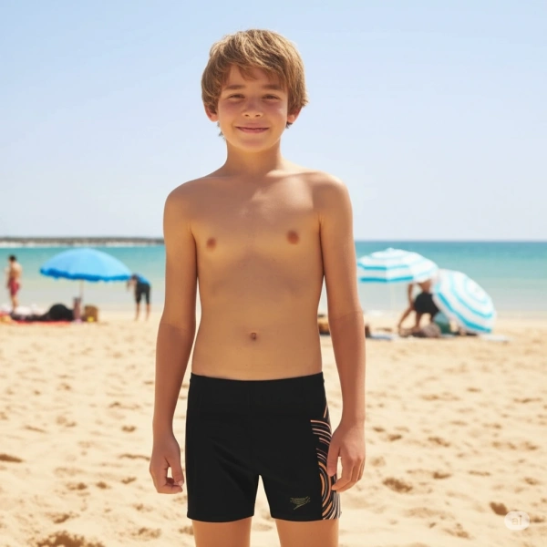 Speedo Placement Print Aquashort Erkek Çocuk Yüzücü Mayosu Siyah