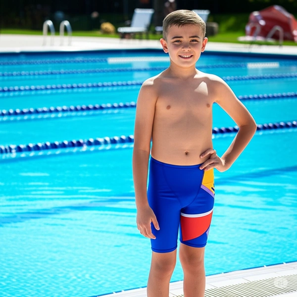 Speedo Placement V Cut Digital Jam-mer Erkek Çocuk Yüzücü Mayosu Mavi