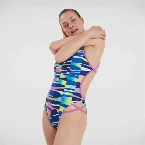 Speedo Rainbow Ripple Freestyler Kadın Yüzücü Mayosu Renkli