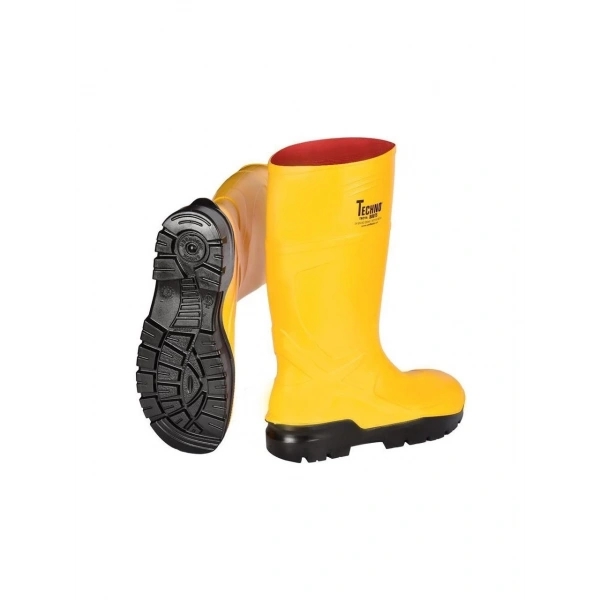 Techno Boots Poliüretan Soğuğa Dayanıklı Kısa Çelik Burunlu Sarı Çizme