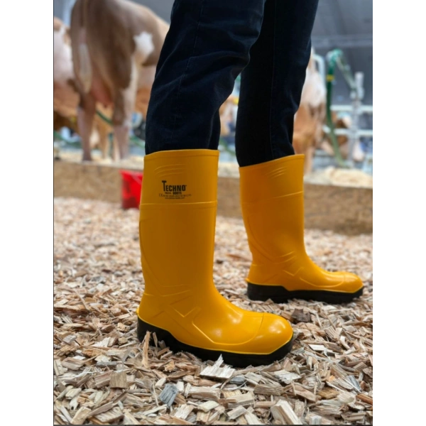 Techno Boots Poliüretan Soğuğa Dayanıklı Kısa Çelik Burunlu Sarı Çizme
