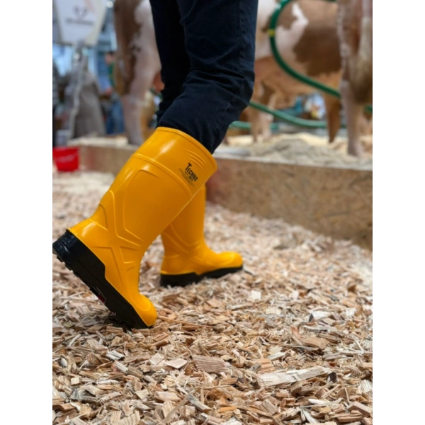 Techno Boots Poliüretan Soğuğa Dayanıklı Kısa Çelik Burunlu Sarı Çizme