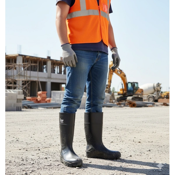 Techno Boots Poliüretan Soğuğa Dayanıklı Kısa Siyah Çizme