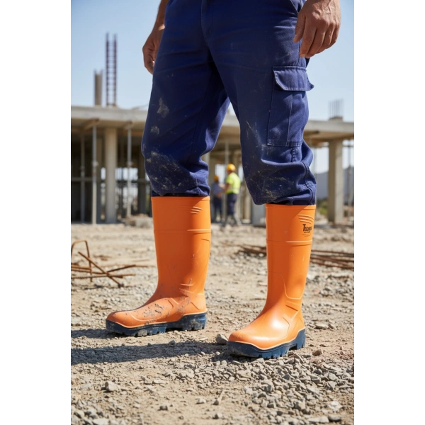 Techno Boots Poliüretan Soğuğa Dayanıklı Kısa Çelik Burunlu Turuncu Çizme