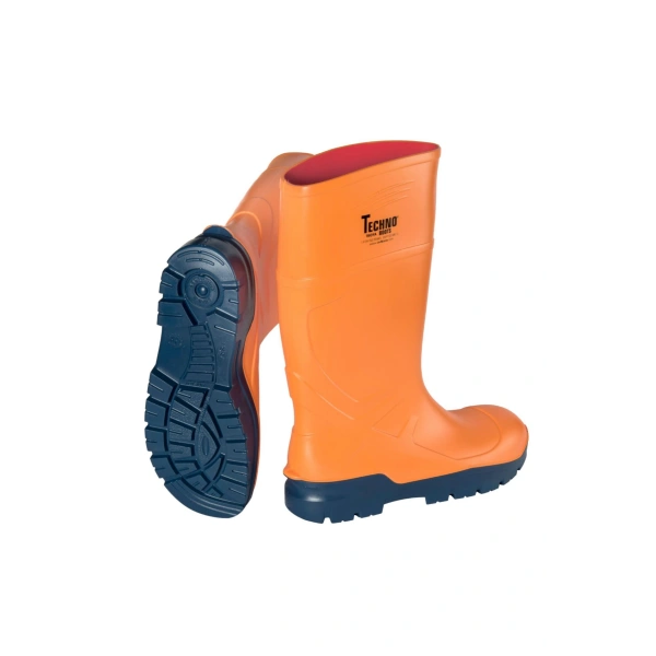 Techno Boots Poliüretan Soğuğa Dayanıklı Kısa Çelik Burunlu Turuncu Çizme