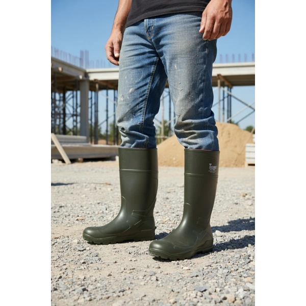 Techno Boots Poliüretan Soğuğa Dayanıklı Kısa Yeşil Çizme