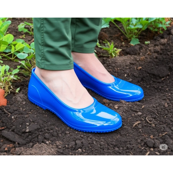 Zenne Renkli Çıplak Bahçe Tarım Kadın Ayakkabısı 35-41 Mavi