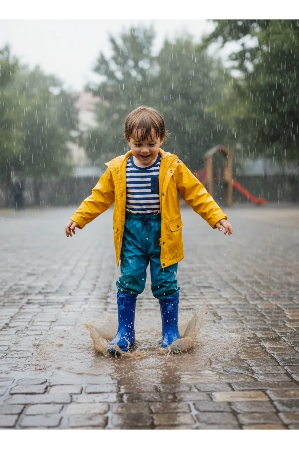 Konçlu Peluşlu Emojili Erkek Çocuk Yağmur Çizmesi 26-35 Mavi