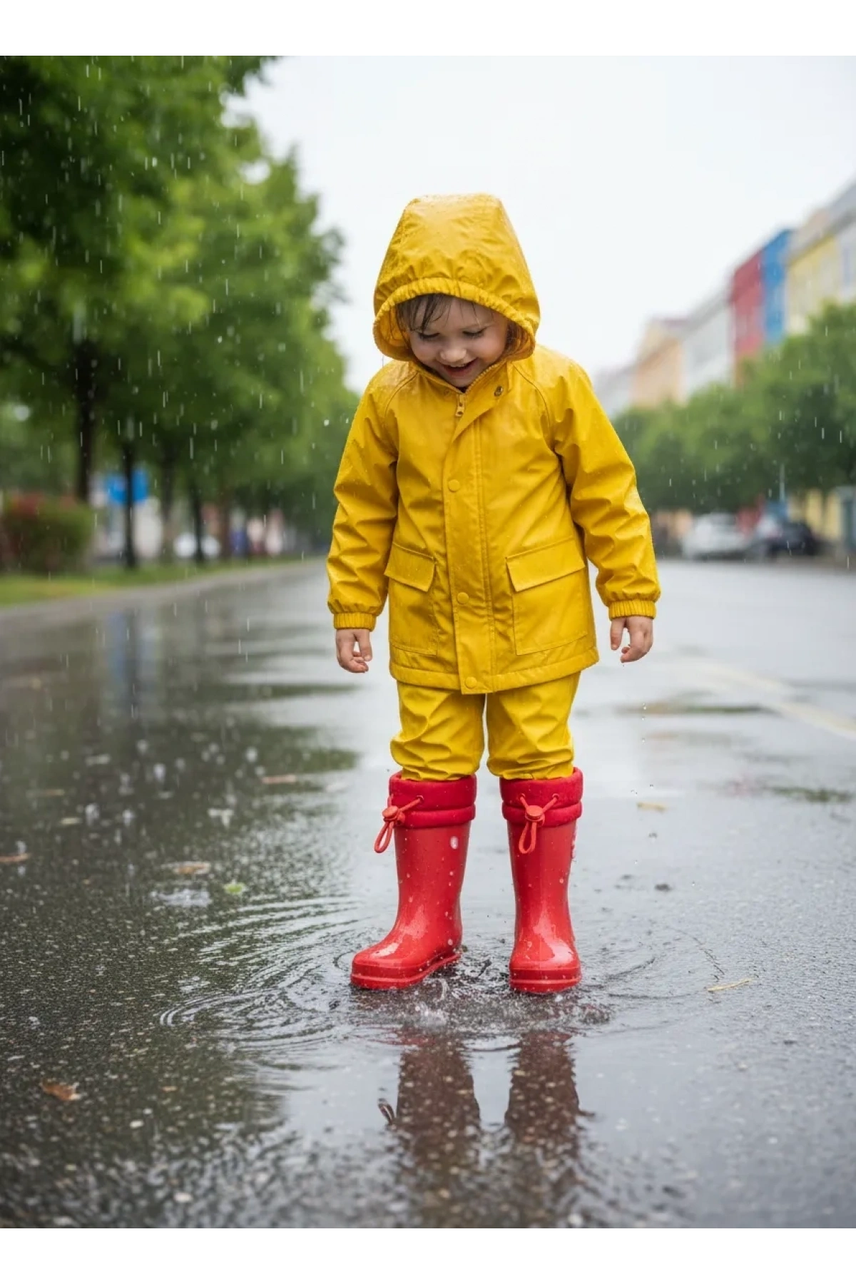 Konçlu Peluşlu Emojili Kız Çocuk Yağmur Çizmesi 26-35 Kırmızı