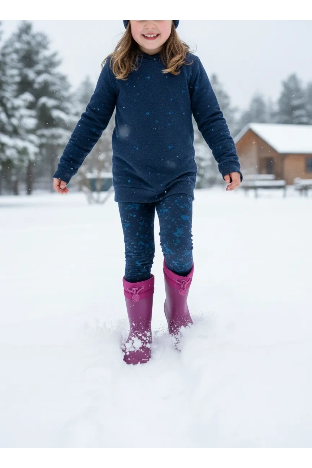Konçlu Peluşlu Emojili Kız Çocuk Yağmur Çizmesi 26-35 Fuşya