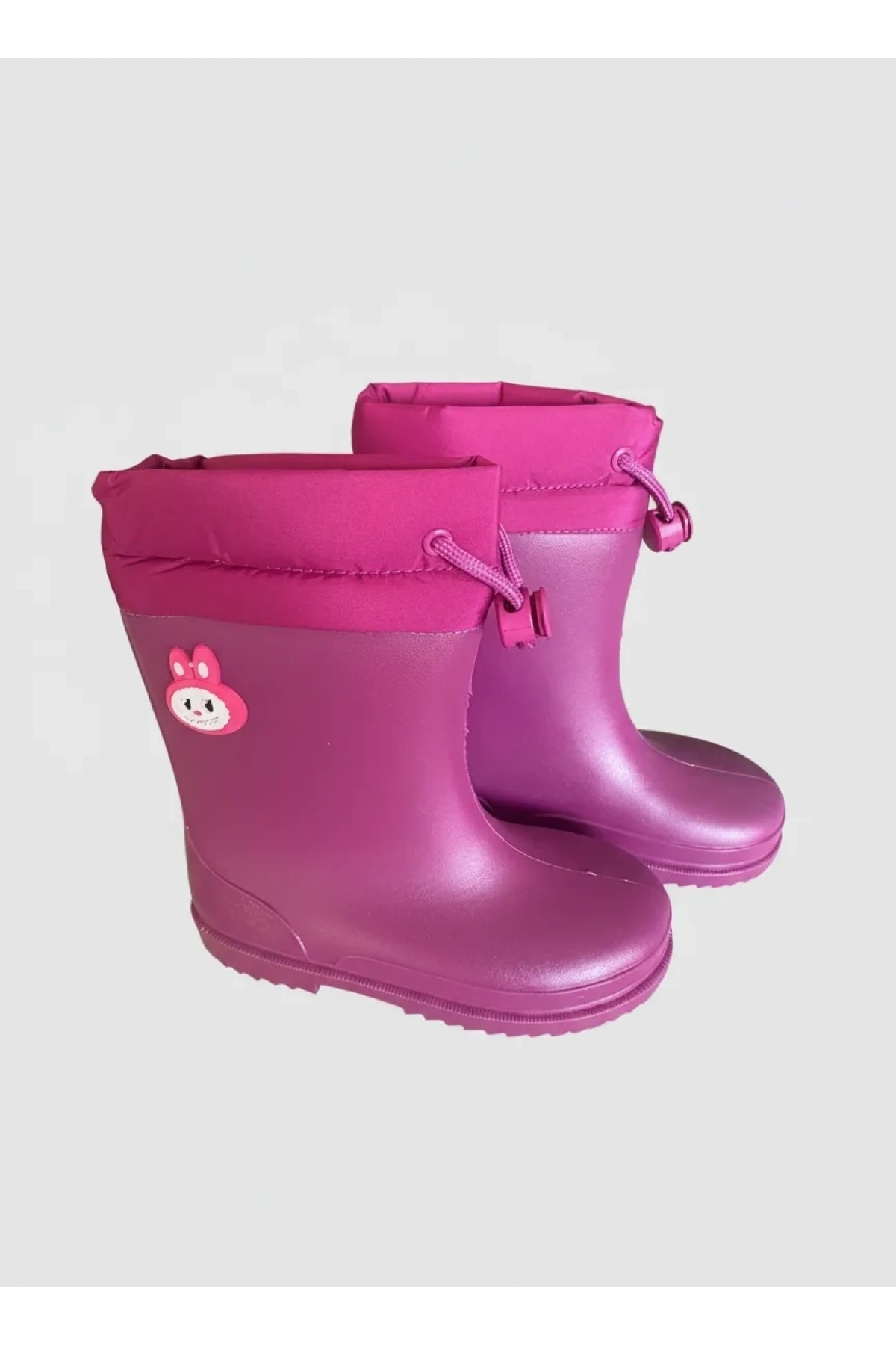 Konçlu Peluşlu Emojili Kız Çocuk Yağmur Çizmesi 26-35 Fuşya