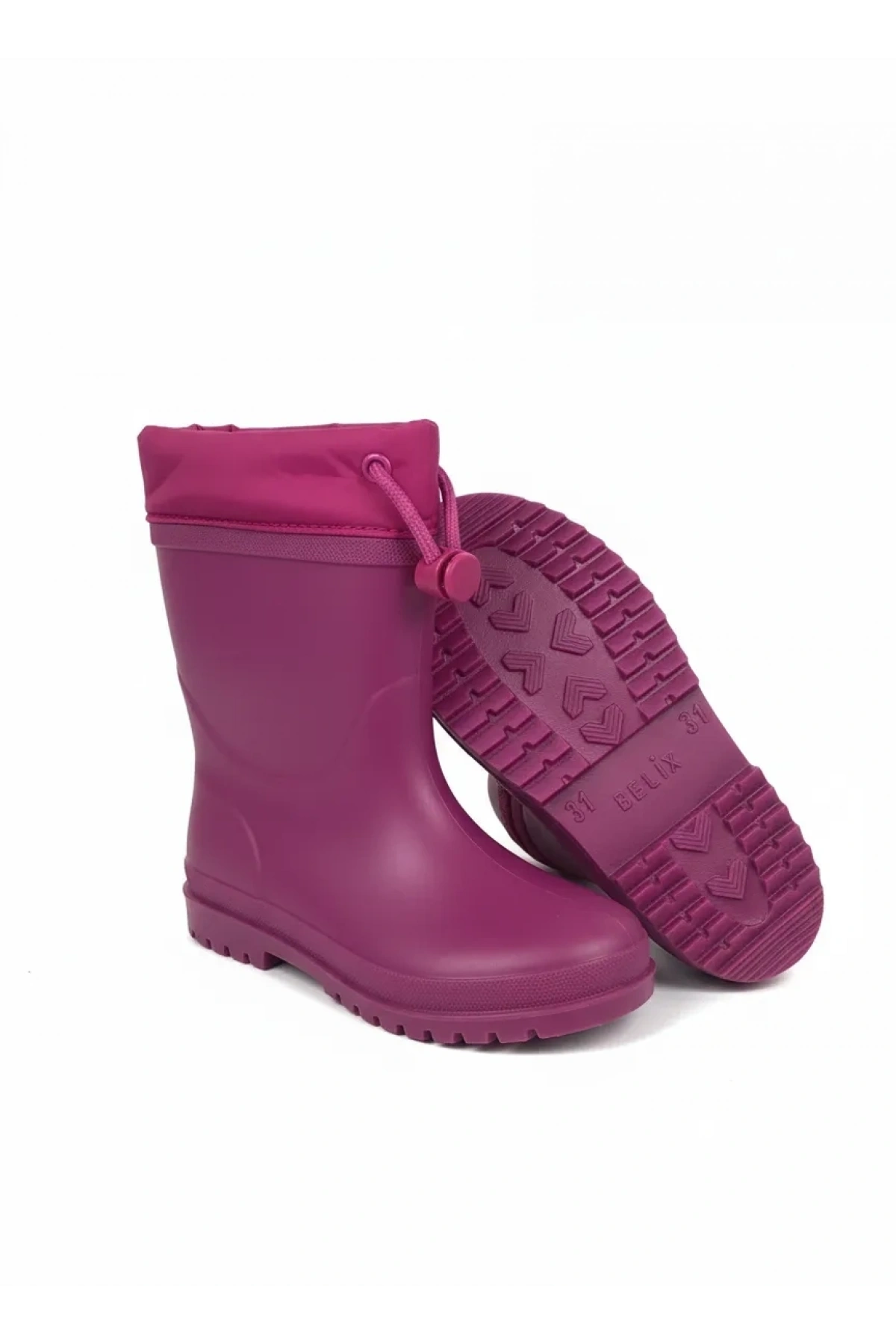 Konçlu Peluşlu Emojili Kız Çocuk Yağmur Çizmesi 26-35 Fuşya