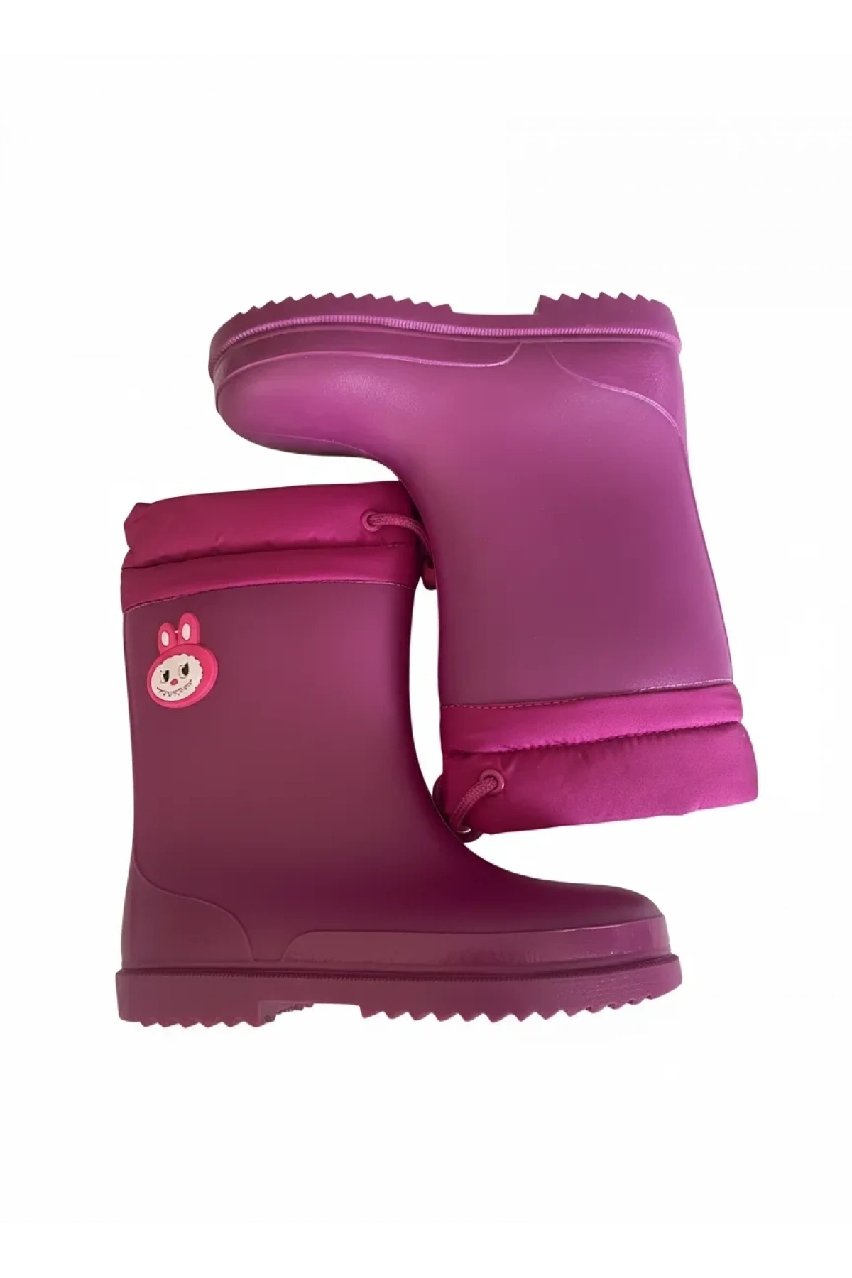 Konçlu Peluşlu Emojili Kız Çocuk Yağmur Çizmesi 26-35 Fuşya