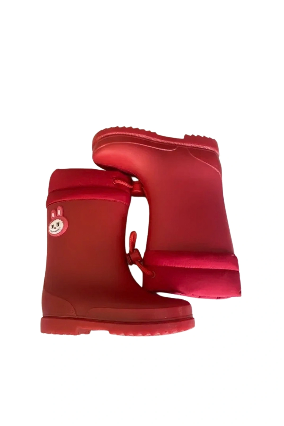 Konçlu Peluşlu Emojili Kız Çocuk Yağmur Çizmesi 26-35 Kırmızı