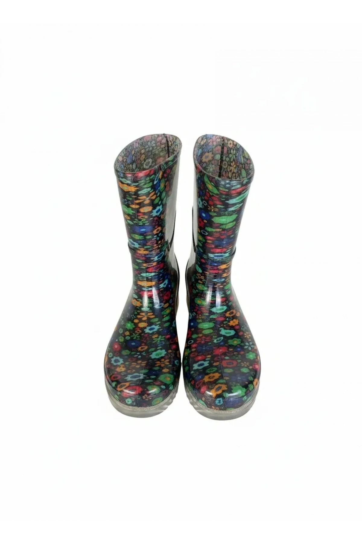 Bahçe ve Yağmur Çiçek Desenli Kadın Çizmesi 36-40 Yeşil
