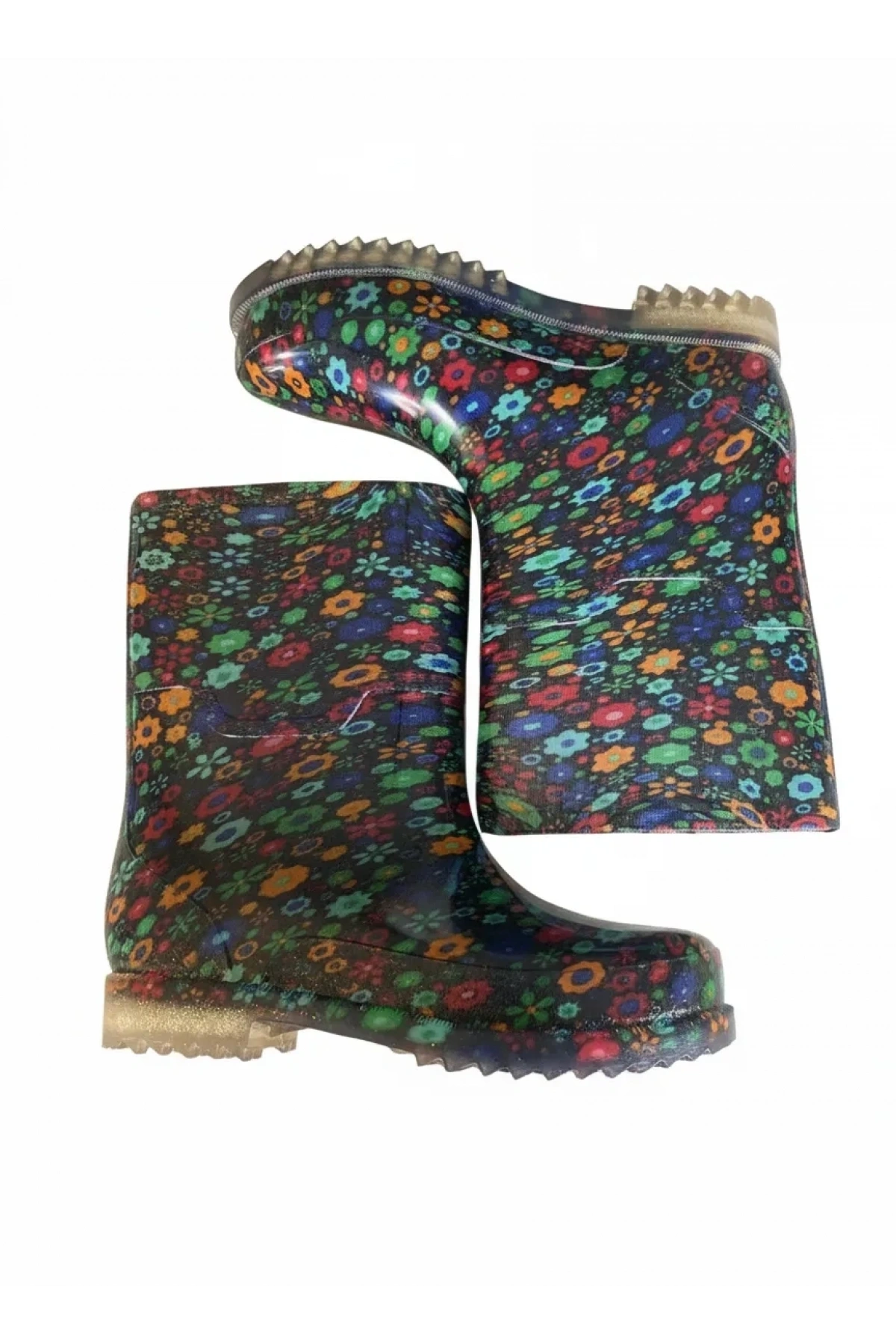 Bahçe ve Yağmur Çiçek Desenli Kadın Çizmesi 36-40 Yeşil