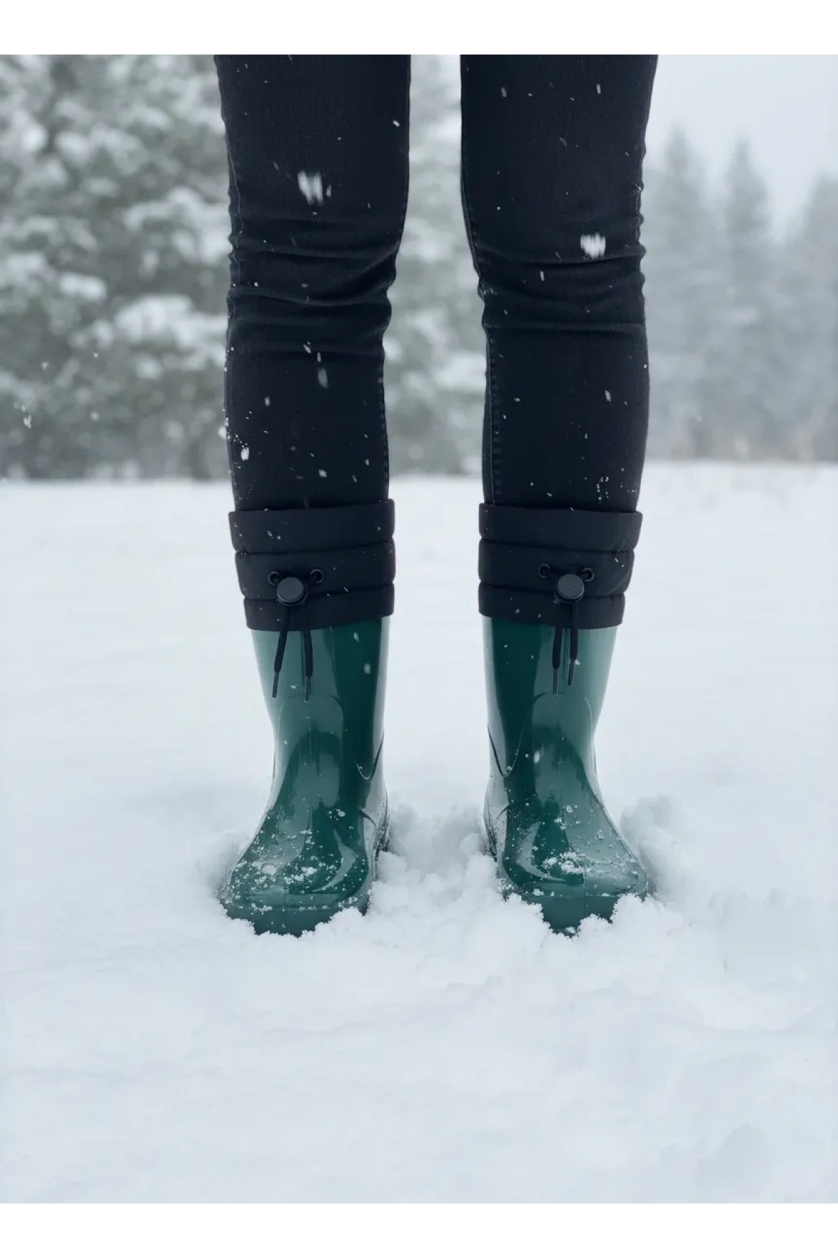 Konçlu Peluşlu Unisex Potin Kadın Yağmur Botu 36-40 Yeşil