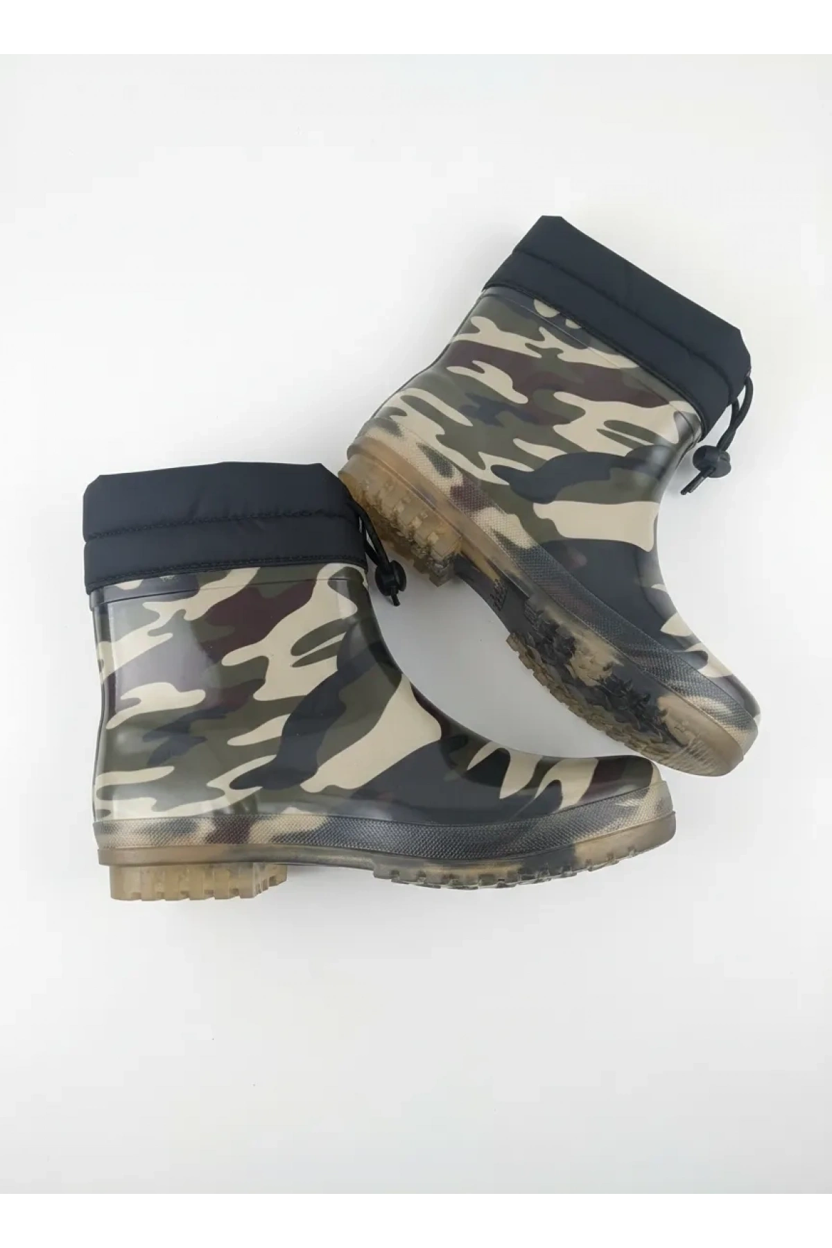 Konçlu Peluşlu Unisex Potin Yağmur Botu 36-40 Askeri Kamuflaj