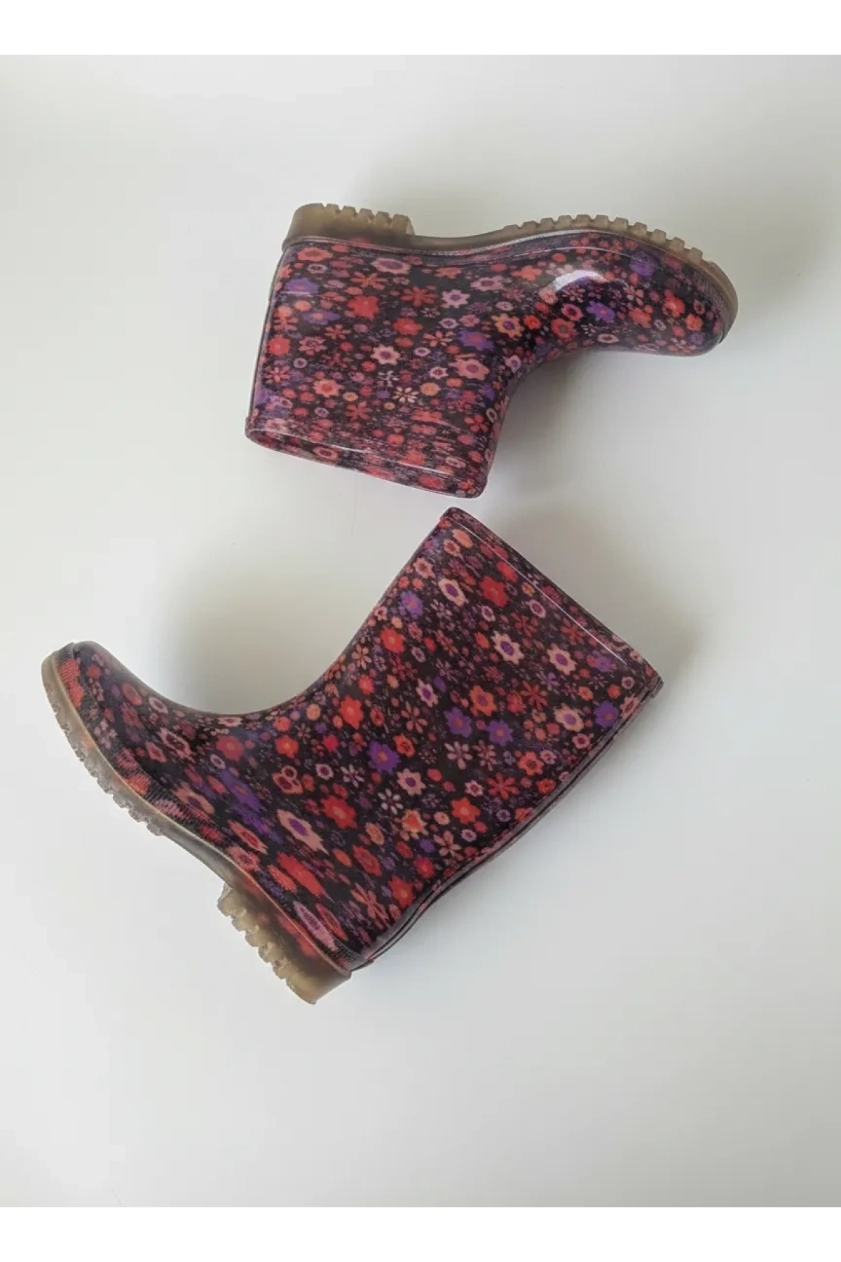 Bahçe ve Yağmur Kadın Çiçekli Çizme 36-40 Turuncu