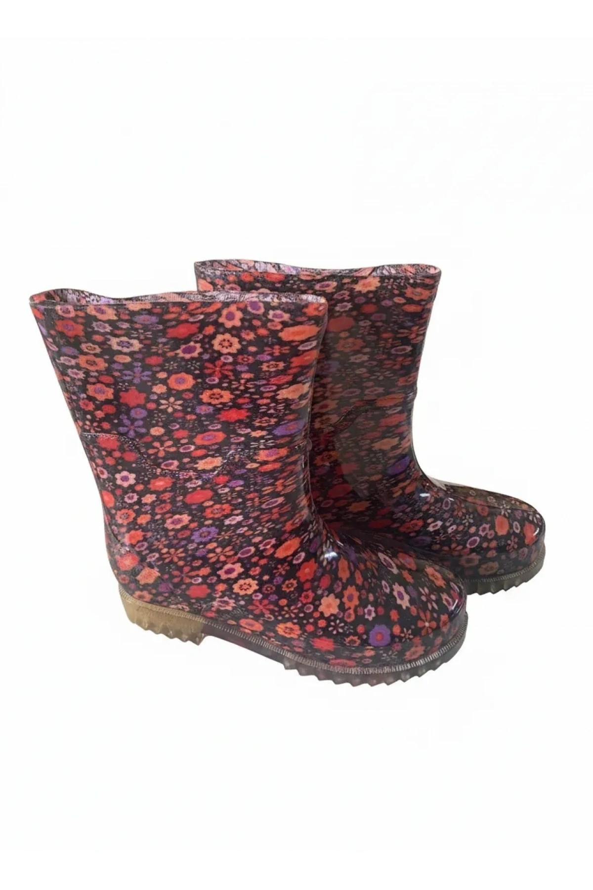 Bahçe ve Yağmur Kadın Çiçekli Çizme 36-40 Turuncu