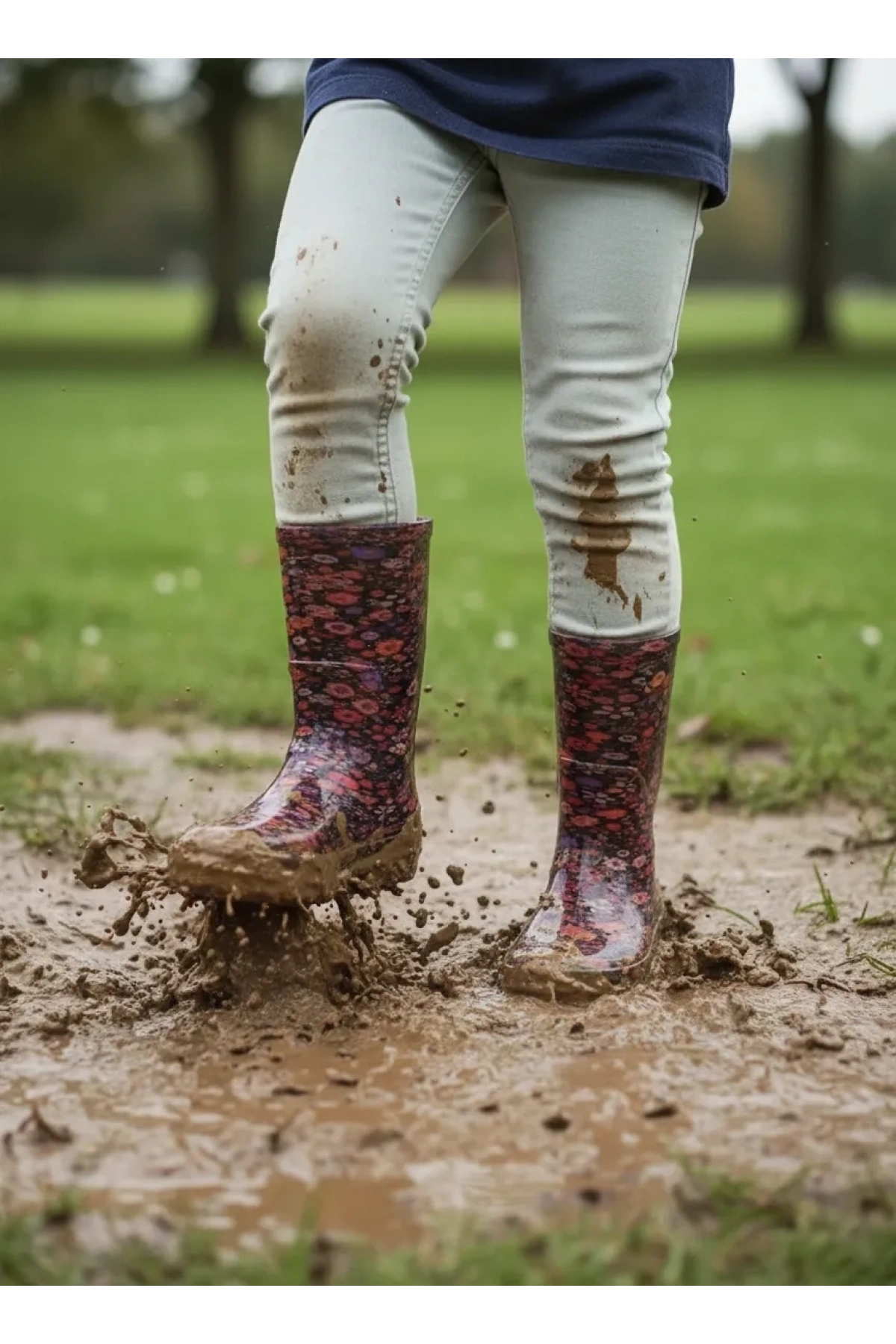Bahçe ve Yağmur Kız Çocuk Çiçekli Çizme 26-35 Turuncu
