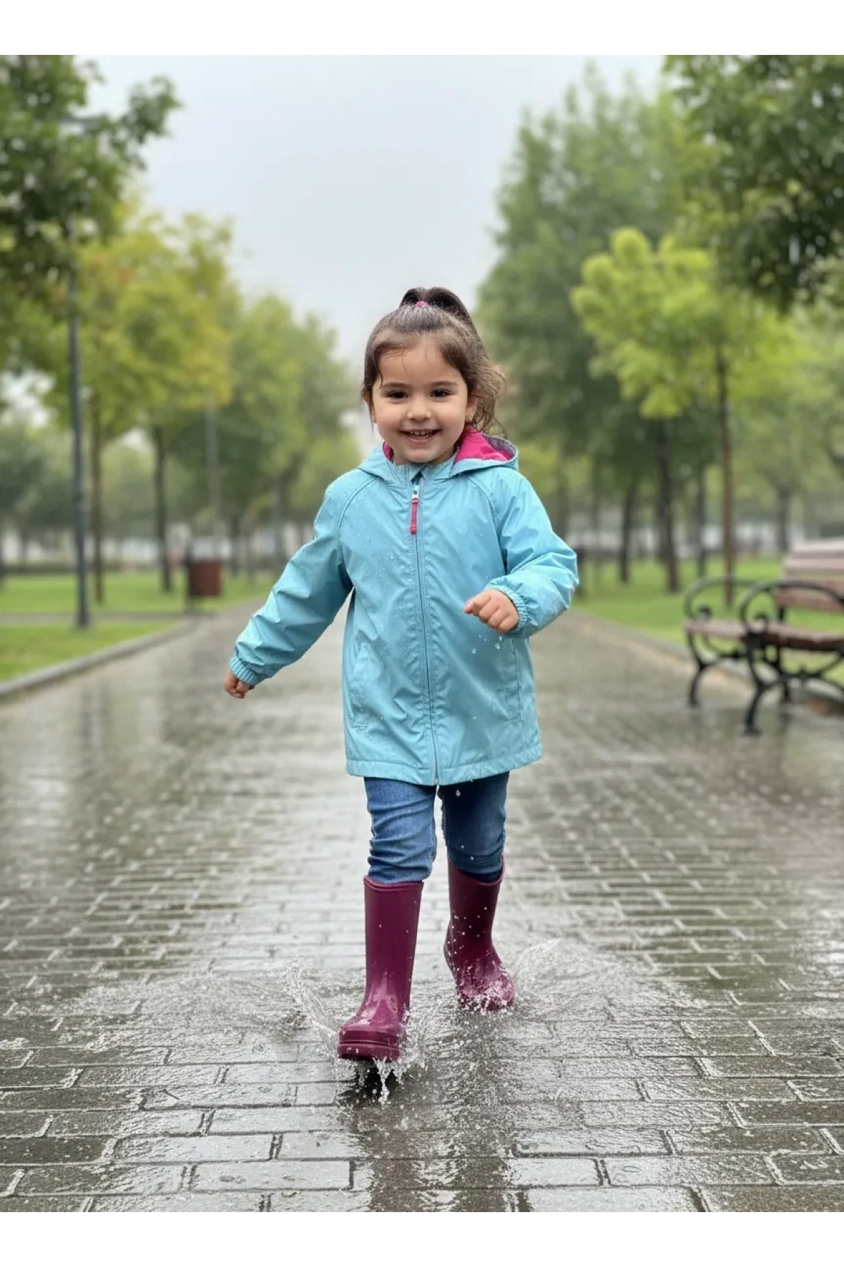 Bahçe ve Yağmur Renkli Çocuk Çizmesi 26-35 Fuşya