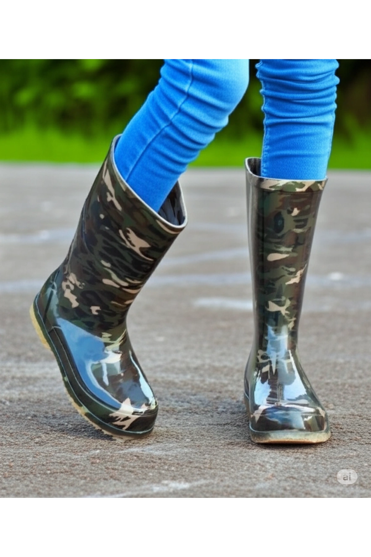 Bahçe ve Yağmur Çiçekli Kadın Çizmesi 36-40 Kamuflaj
