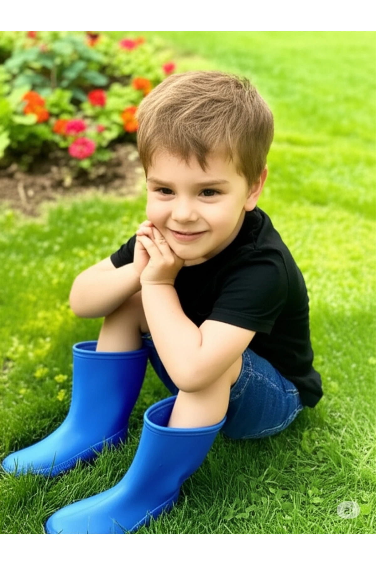 Bahçe ve Yağmur Renkli Çocuk Çizmesi 26-35 Mavi