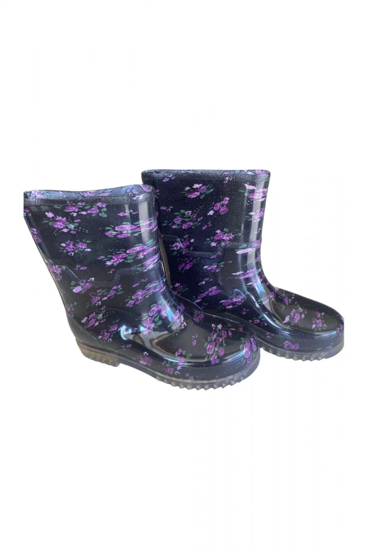 Bahçe ve Yağmur Çiçekli Kadın Çizmesi 36-40 Mor