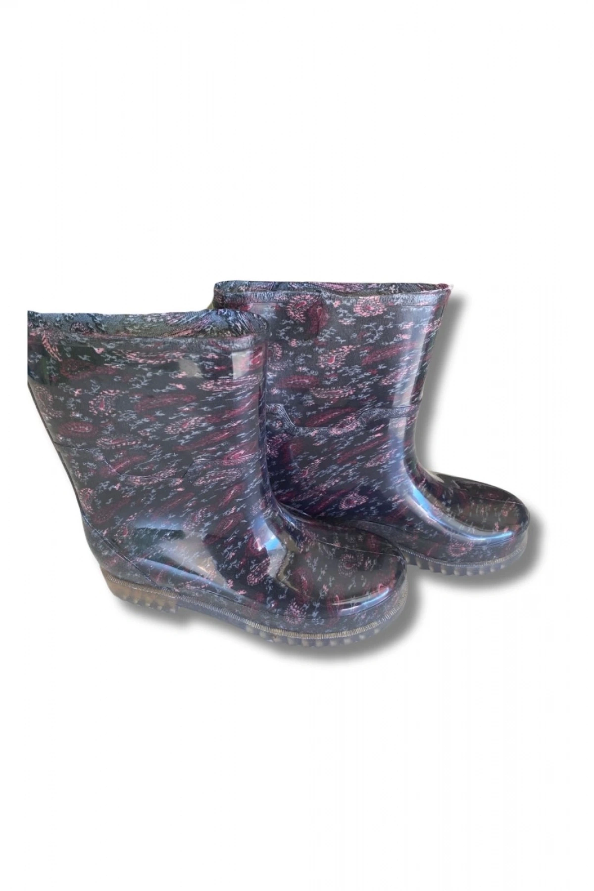 Bahçe ve Yağmur Çiçekli Kadın Çizmesi 36-40 Mürdüm
