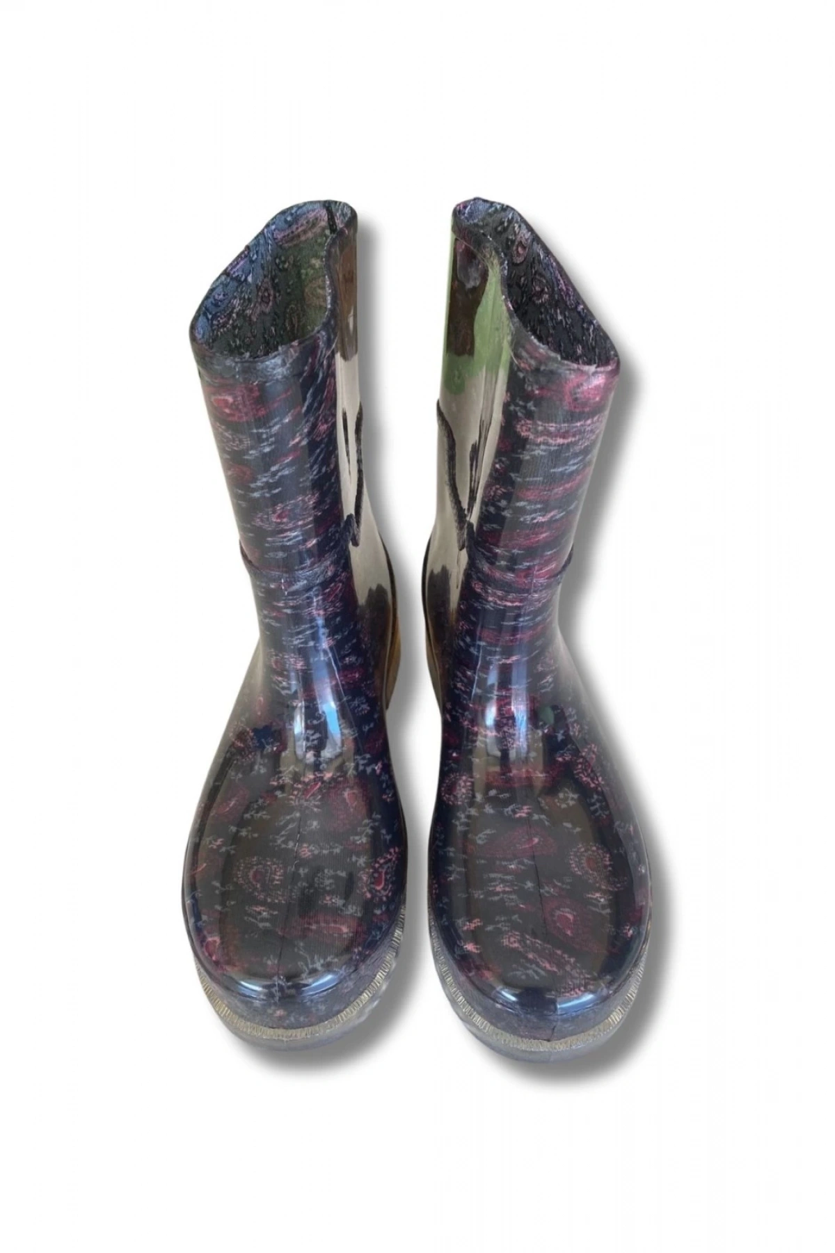 Bahçe ve Yağmur Çiçekli Kadın Çizmesi 36-40 Mürdüm