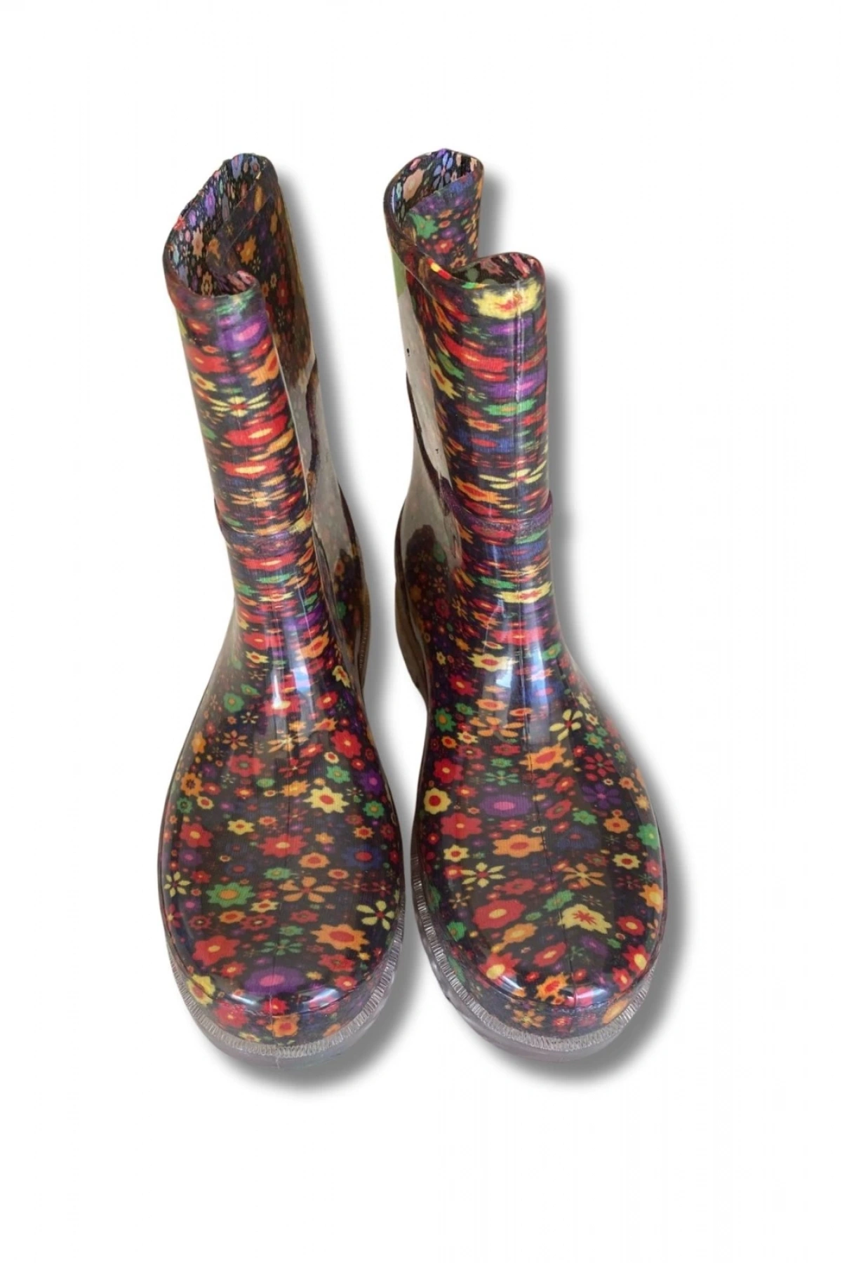 Bahçe ve Yağmur Çiçekli Kadın Çizmesi 36-40 Sarı
