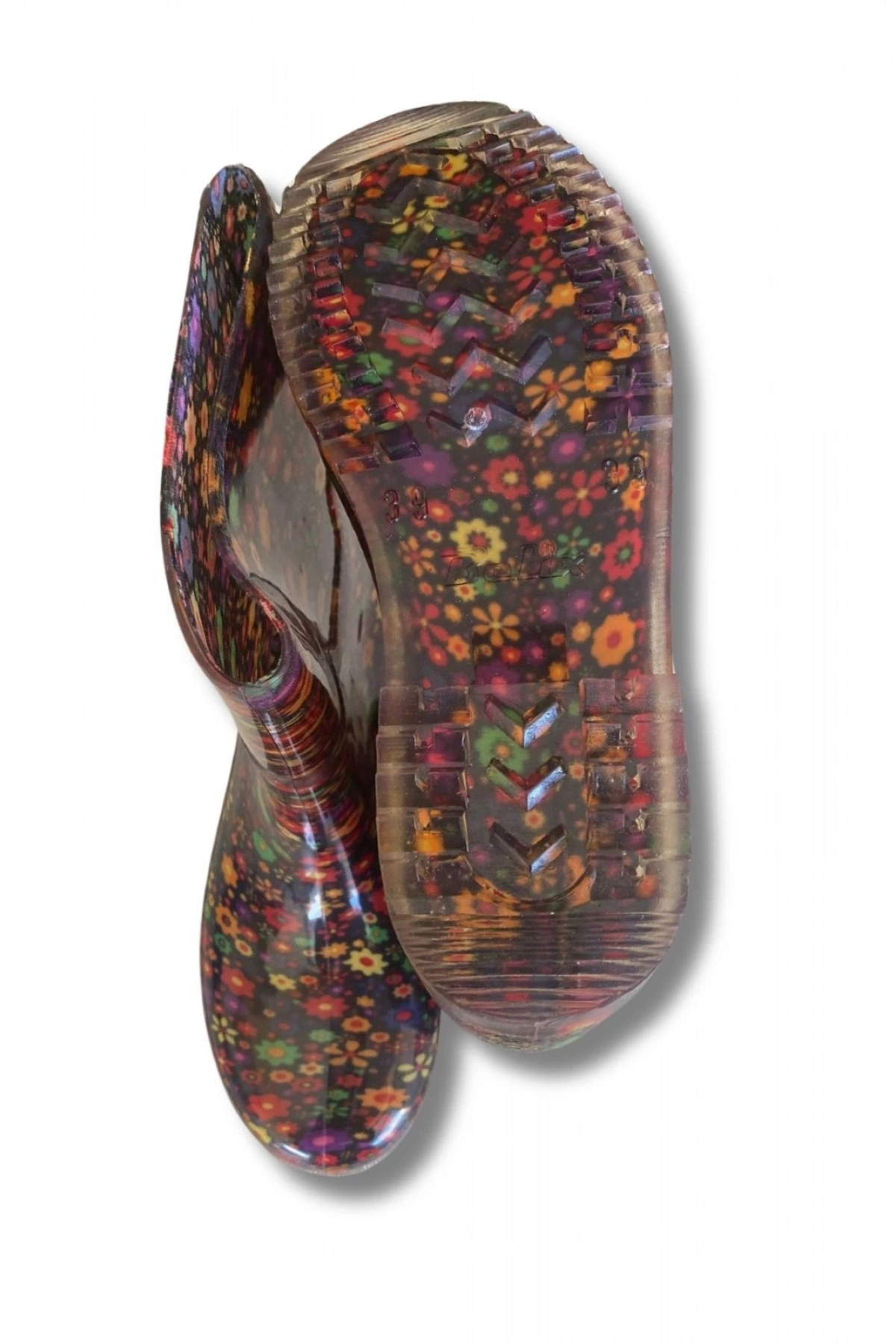 Bahçe ve Yağmur Çiçekli Kadın Çizmesi 36-40 Sarı