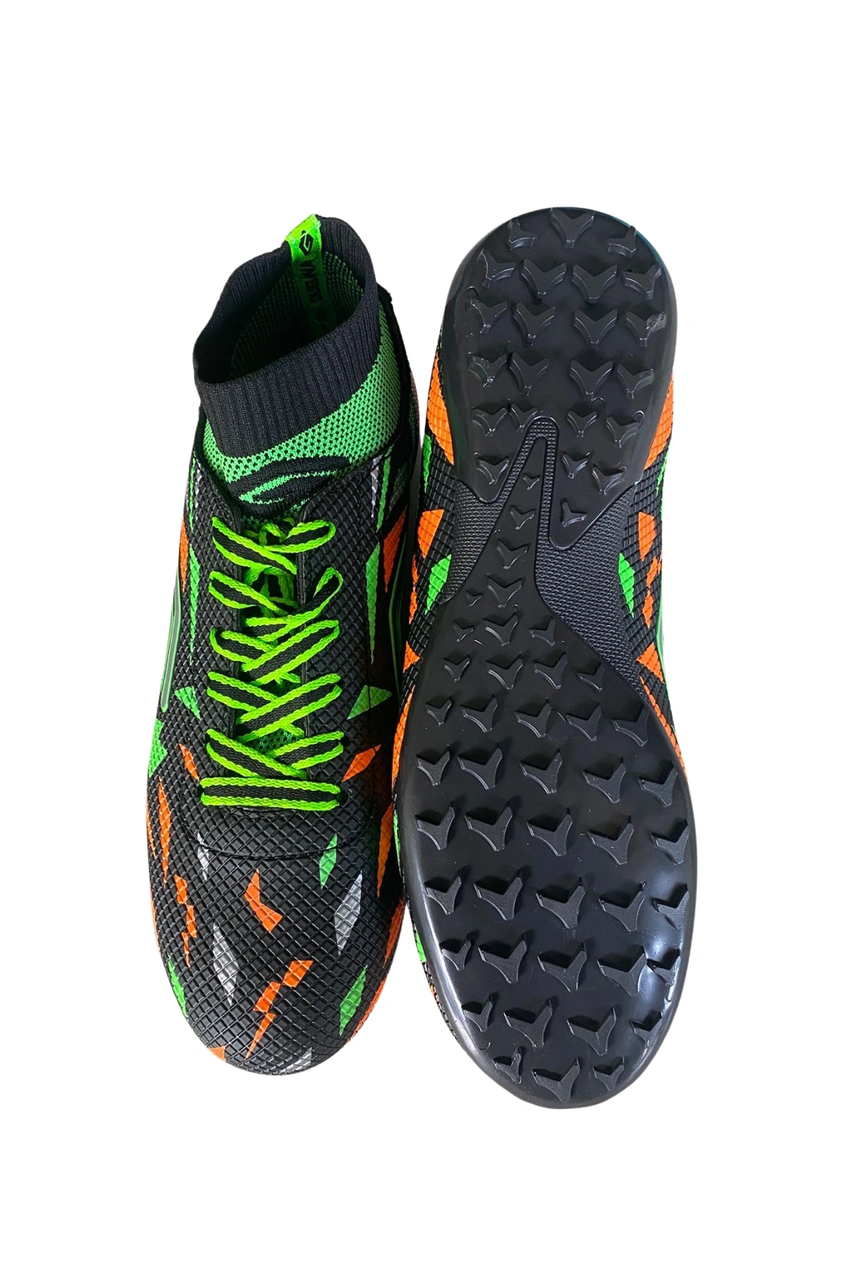 Dugana Çoraplı Halı Saha Ayakkabı 40-44 Siyah-Fosfor Yeşil