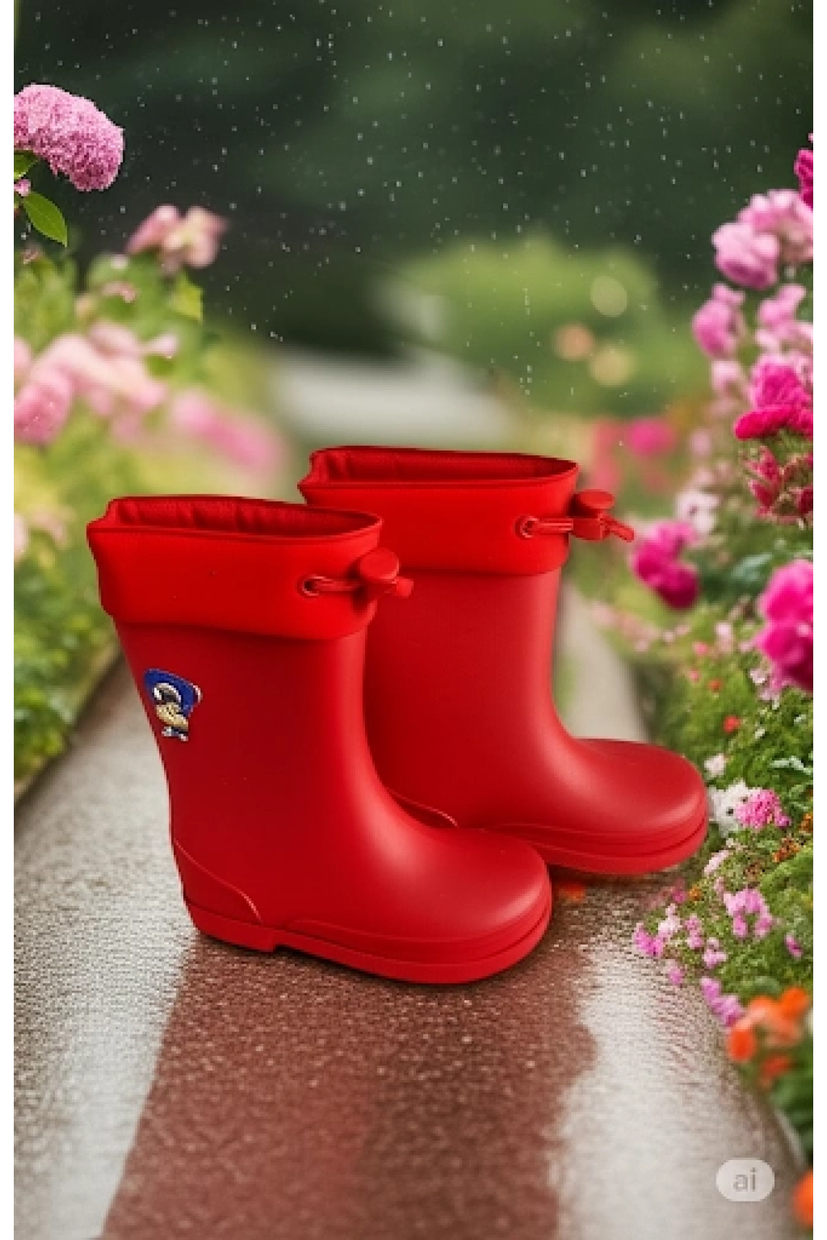 Konçlu Erkek Çocuk Yağmur Çizmesi 26-35 Kırmızı